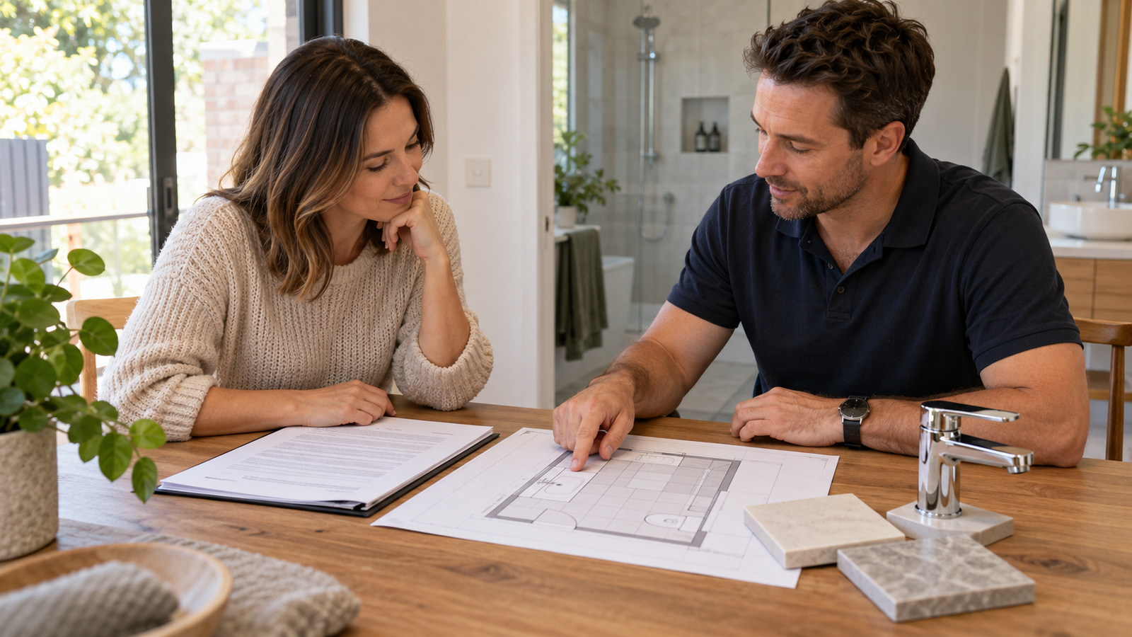 What are common elements of a bathroom renovation contract?